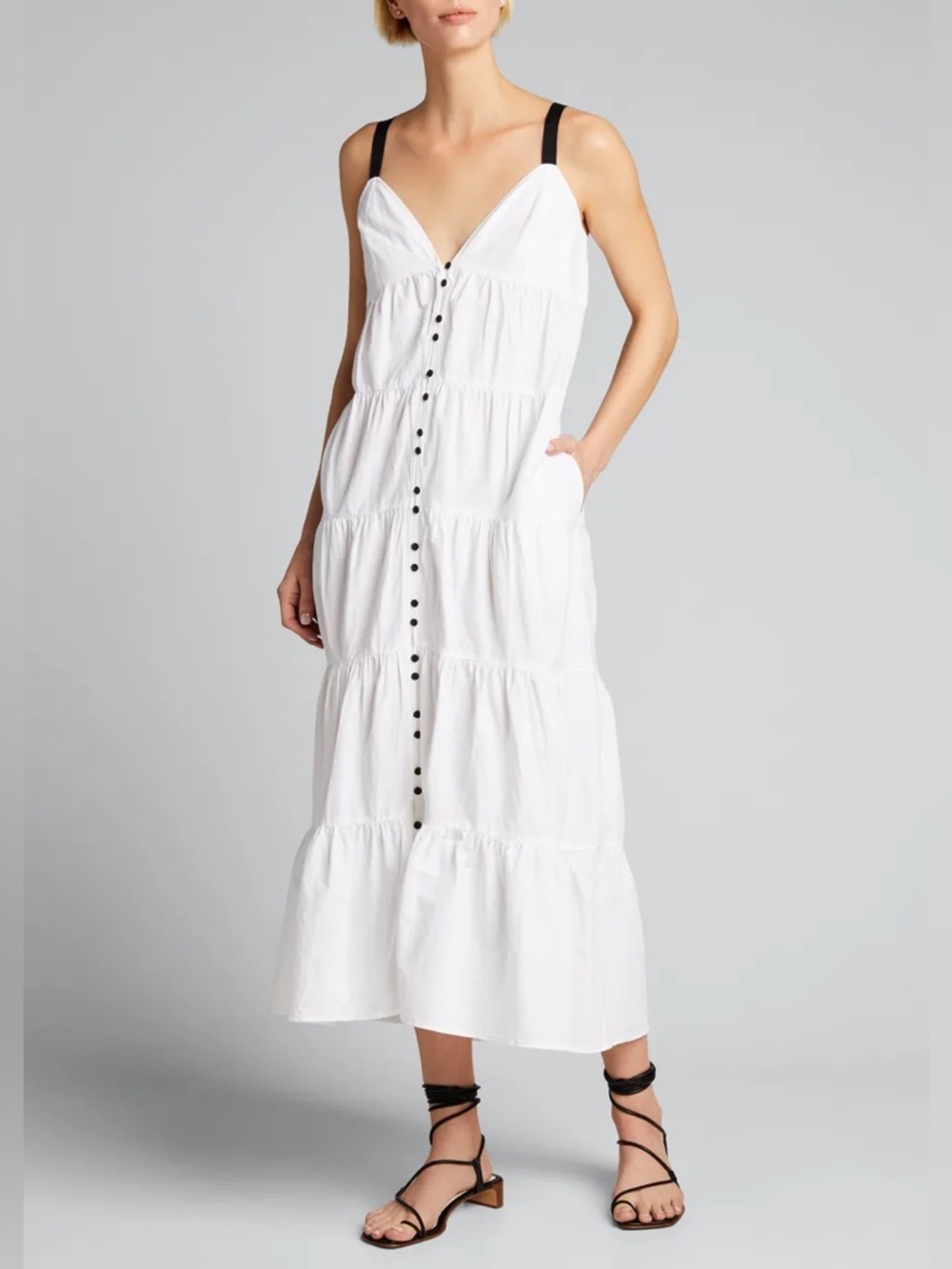 Frame Tiered Utility Maxi Dress in White - size XSmall